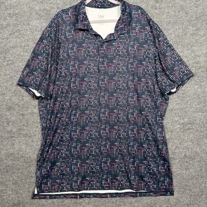 1764 Signature Mens Plus Size 2XL Golf Performance Polo Shirt Black Star Print